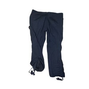 RL Lauren Navy Cargo Drawstring Cotton Pants